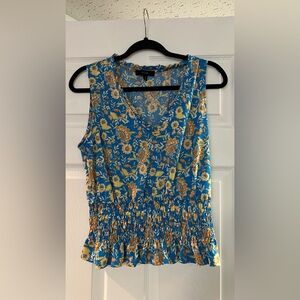 Eclair Floral Blue Sleeveless Top